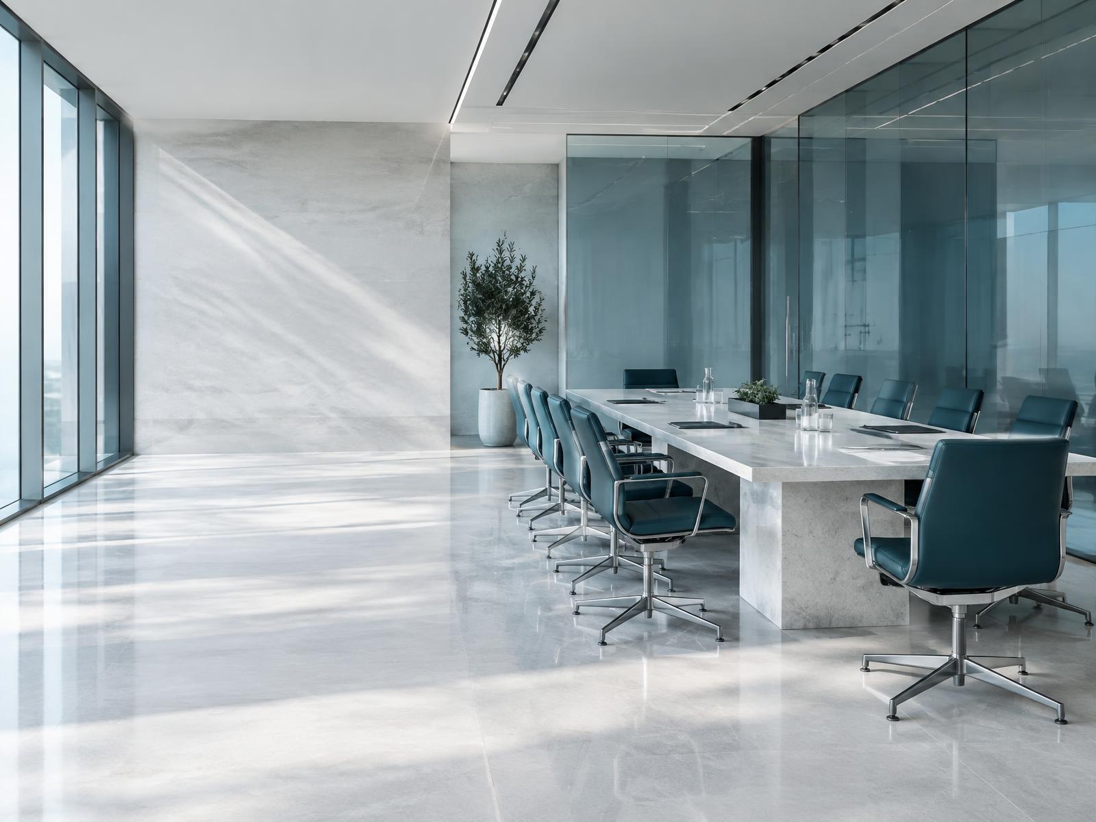 Bright modern executive boardroom